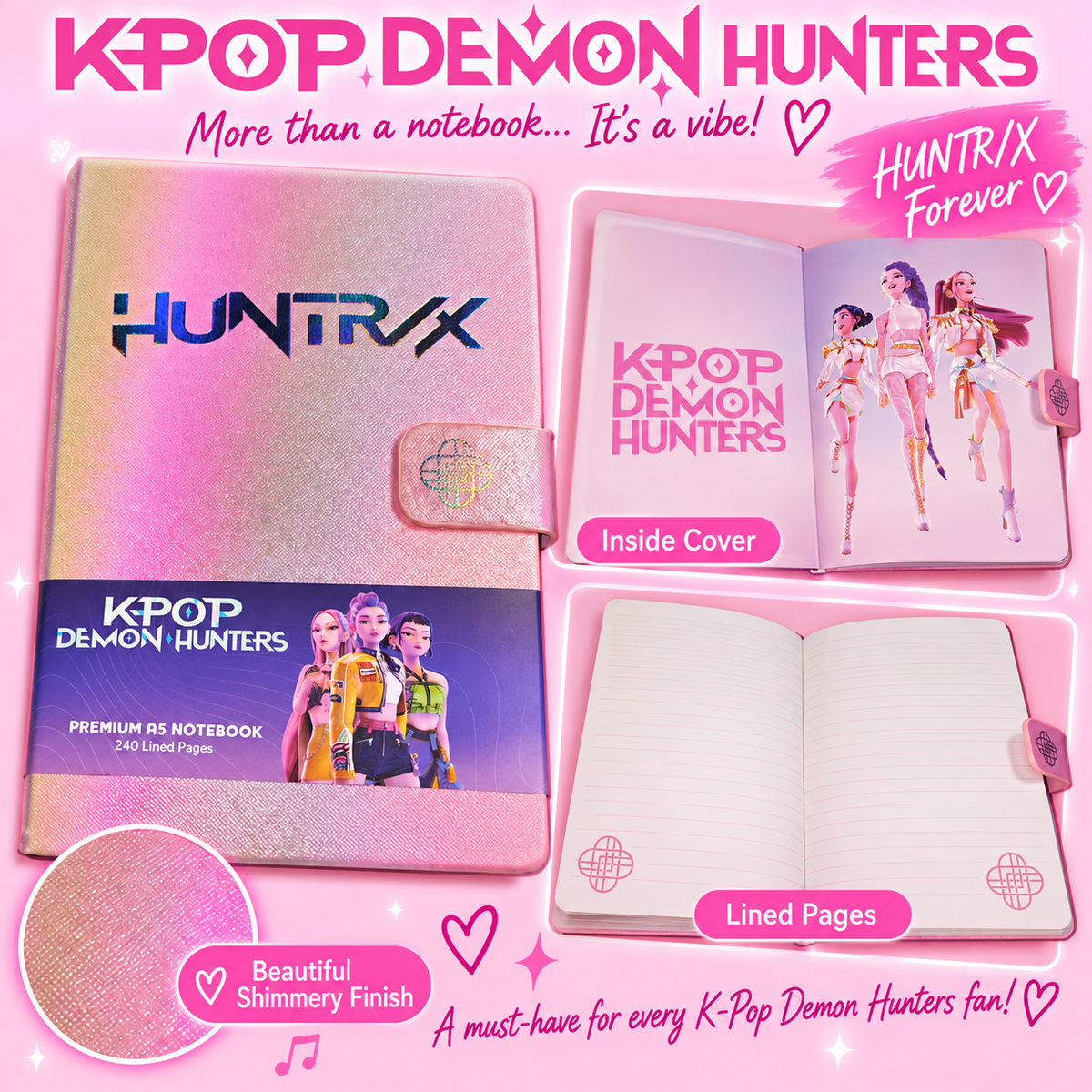 K-POP DEMON HUNTERS HUNTR/X Premium A5 Notebook – 240 Lined Pages